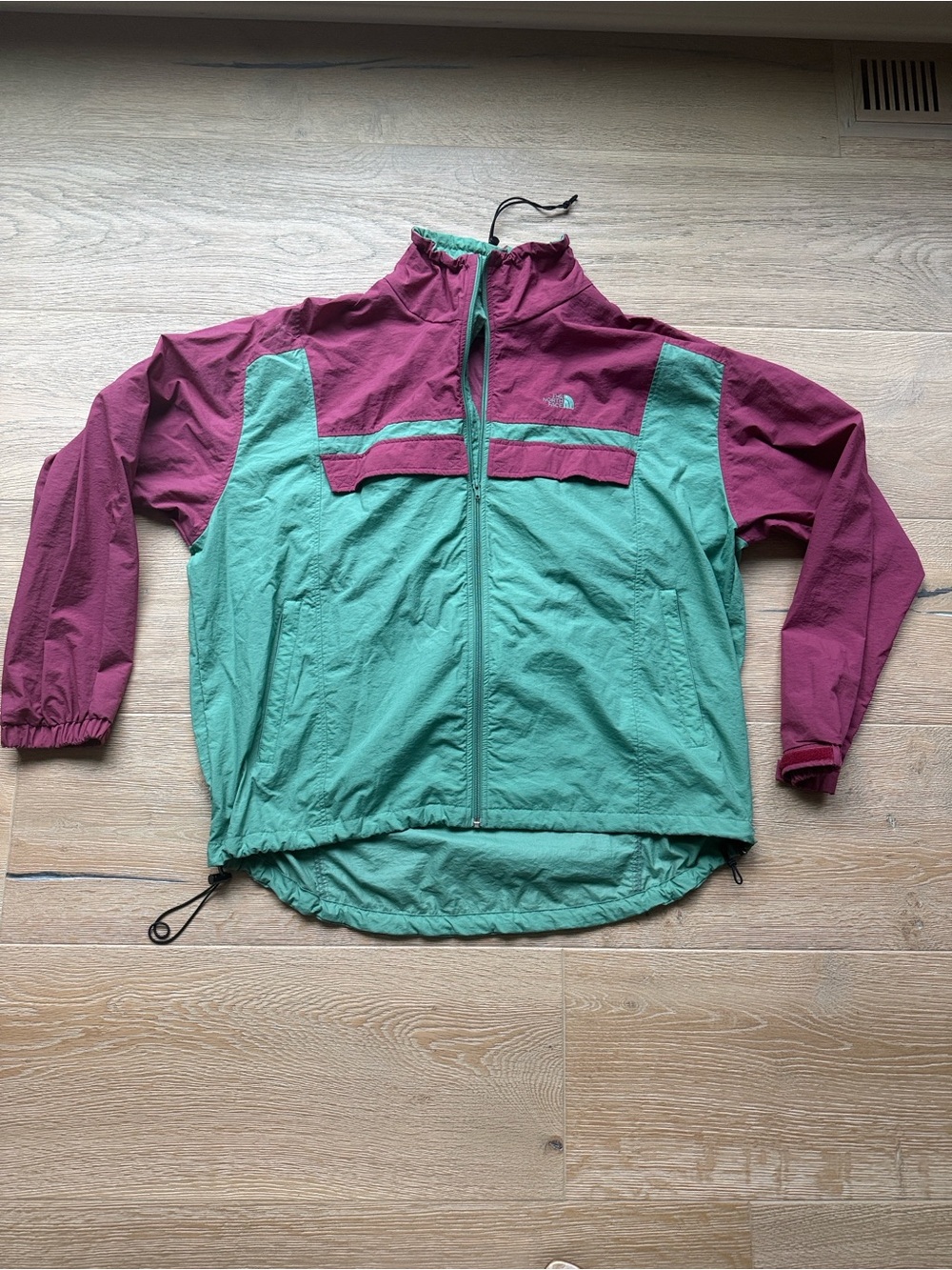Vintage 1990s Green & Pink Zip-Up Windbreaker | Women’s XL